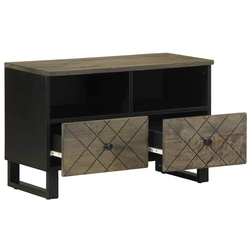 Tv-meubel 70x33x46 cm massief mangohout zwart — afbeelding 2