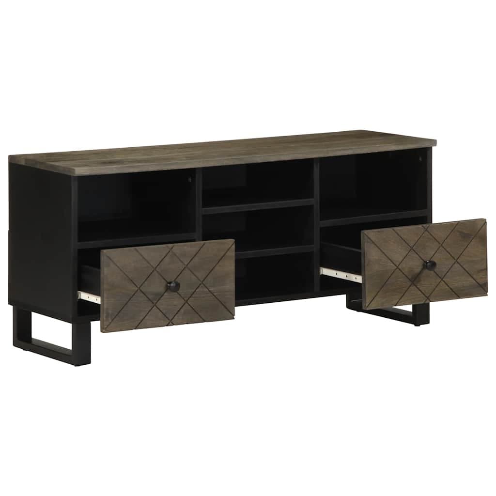 Tv-meubel 100x33x46 cm massief mangohout zwart — afbeelding 2
