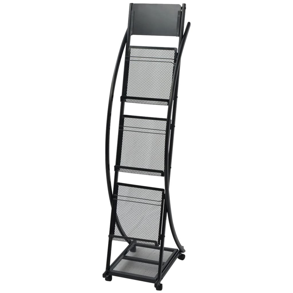 8718475500575_a_en_hd_1 Tijdschriftenrek zwart 40x32x131 cm A4 - Afbeelding 1