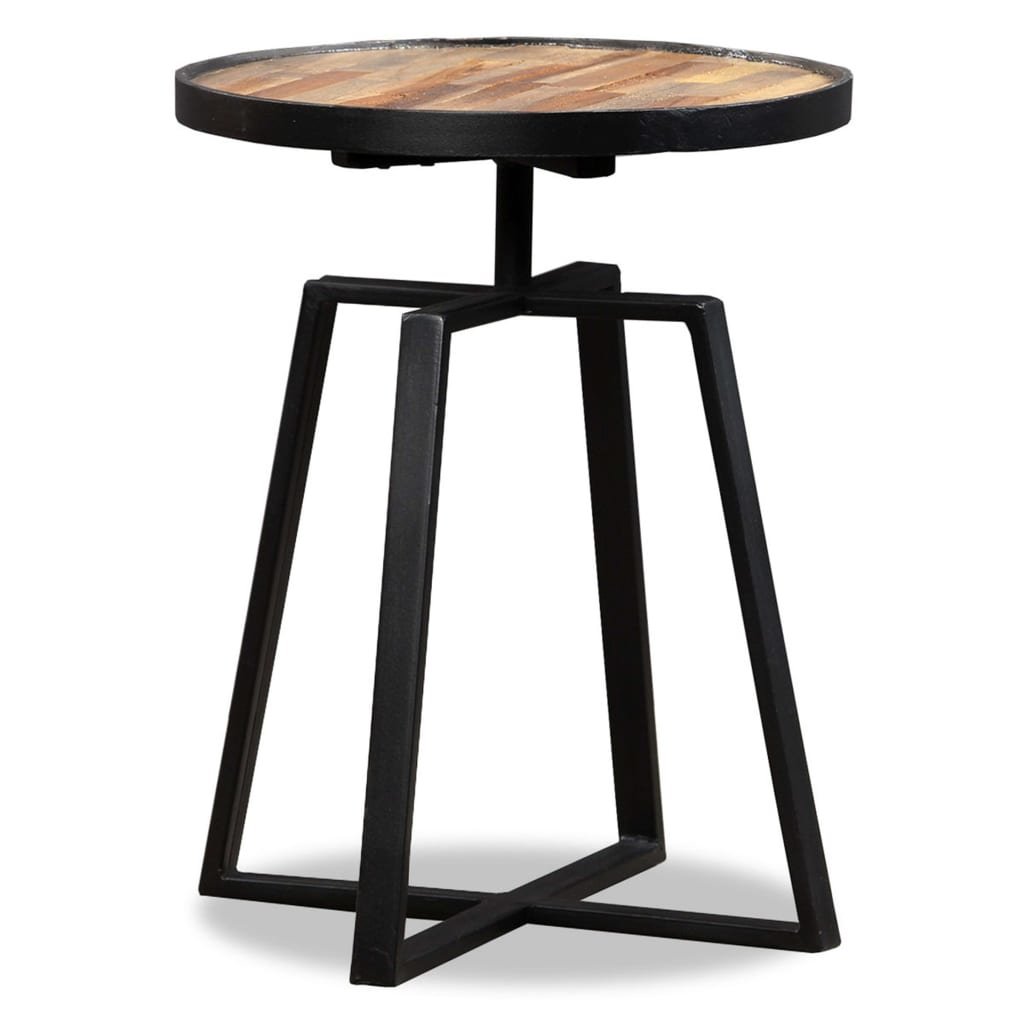 8718475577478_a_en_hd_1 Bijzettafel rond massief gerecycled teakhout - Afbeelding 1