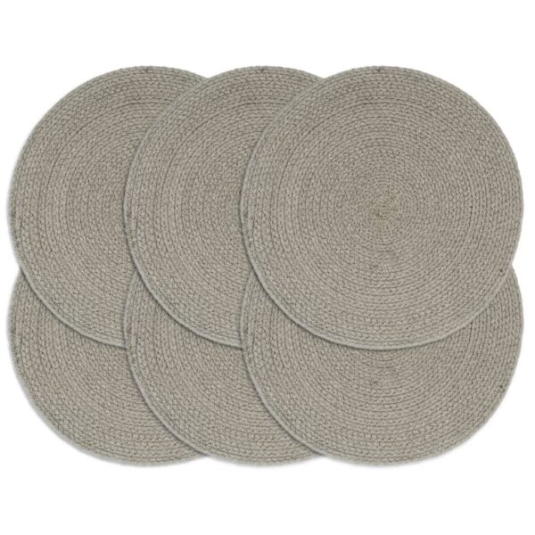 Provira Placemats 6 st rond 38 cm katoen effen grijs