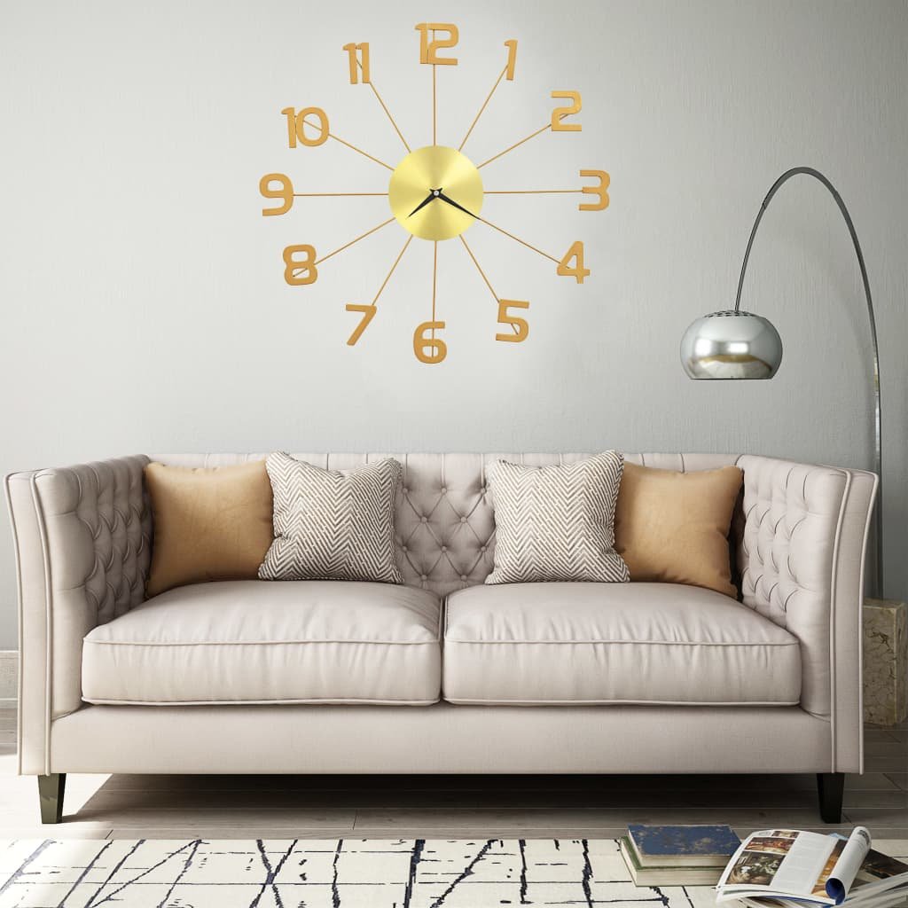 8719883608891_m_en_hd_1 Wandklok 50 cm metaal goudkleurig - Image 1