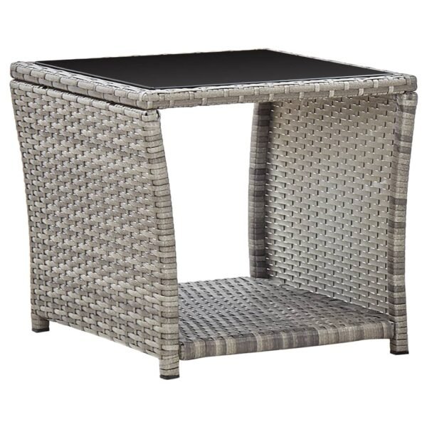 Provira Salontafel 45x45x40 cm poly rattan en glas grijs