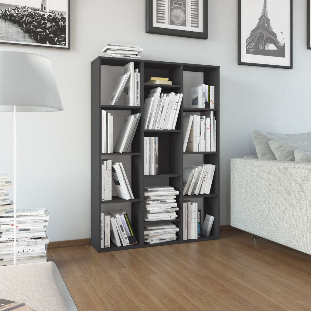 8719883738468_m_en_hd_1 Kamerscherm/boekenkast 100x24x140 cm spaanplaat hoogglans grijs - Image 1