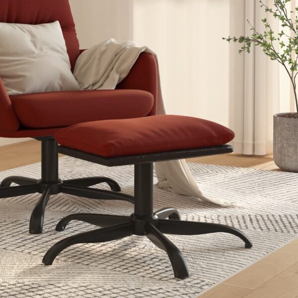 Provira Voetenbank 60x60x36 cm stof en kunstleer wijnrood