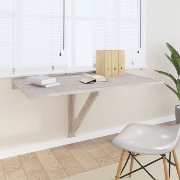 Provira Wandtafel inklapbaar 100x60x56 cm bewerkt hout betongrijs