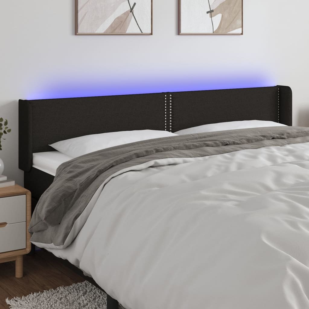8720287297642_m_en_hd_1 Hoofdbord LED 203x16x78/88 cm stof zwart - Afbeelding 1