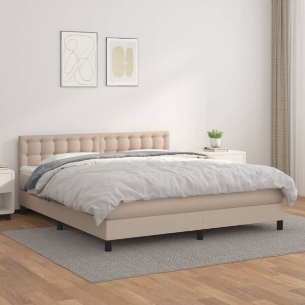 Provira Boxspring met matras kunstleer cappuccinokleurig 180x200 cm