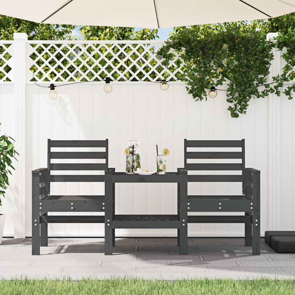 8720845809157_m_en_hd_1 Tuinbank met tafel 2-zits massief grenenhout grijs - Image 1