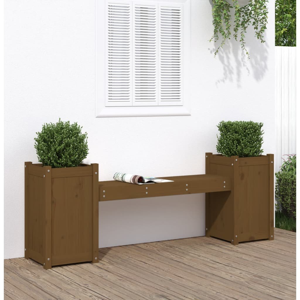 8720845809225_m_en_hd_1 Bankje met plantenbakken 180x36x63 cm grenenhout honingbruin - Image 1