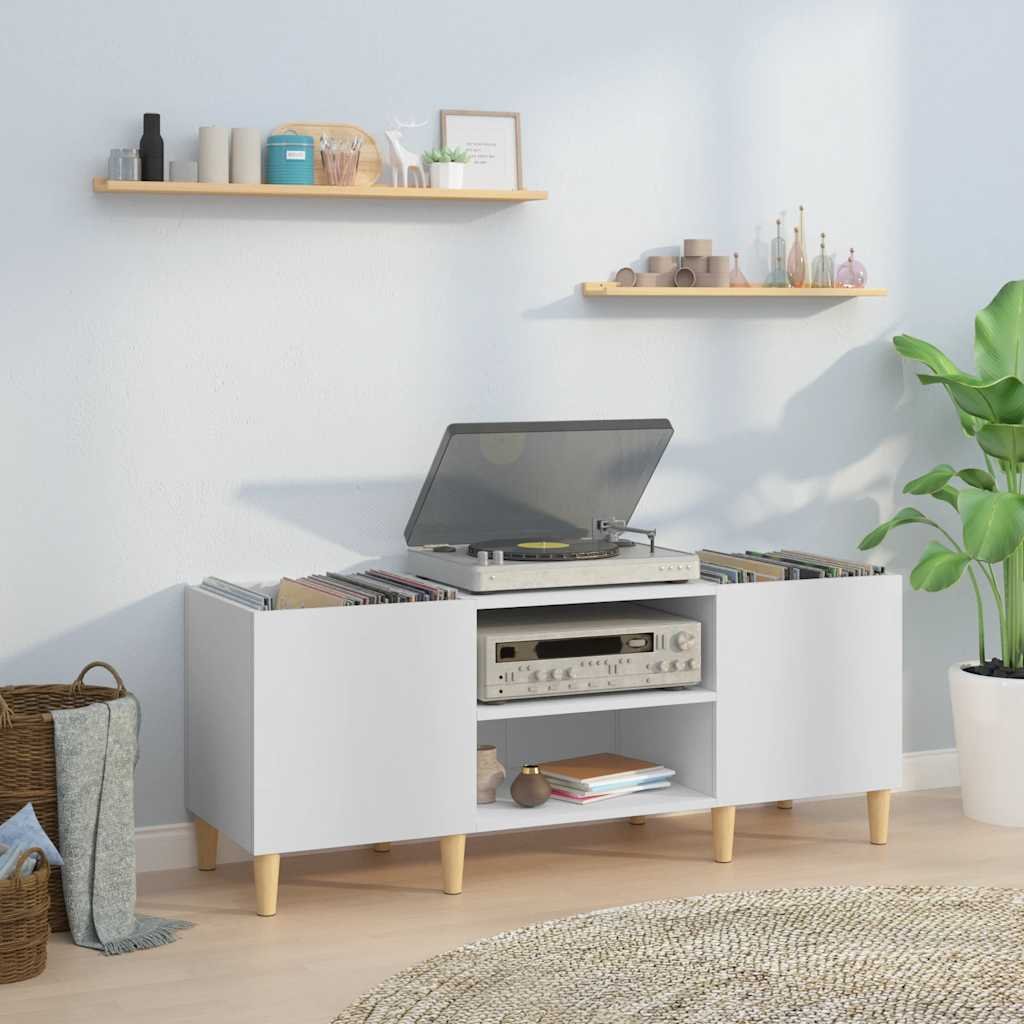 8720845878313_m_en_hd_1 Platenkast 121x38x48 cm bewerkt hout wit - Afbeelding 1