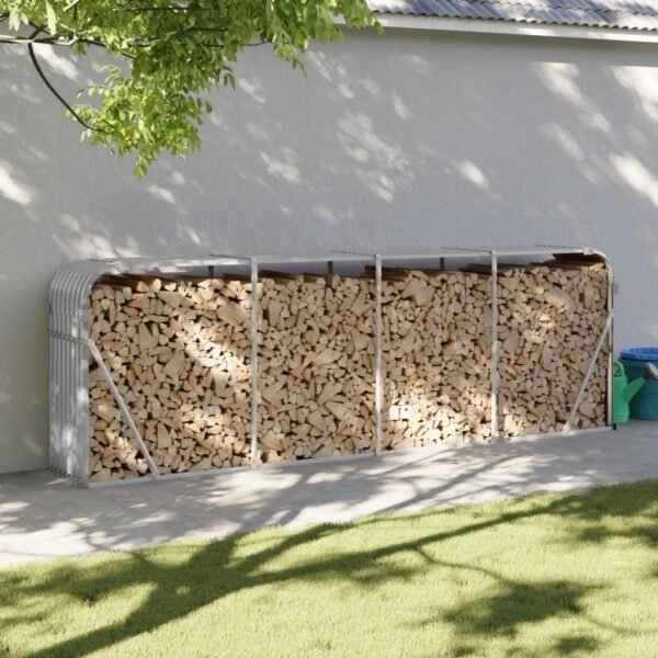 Provira Haardhoutopslag 300x45x100 cm gegalvaniseerd staal lichtgrijs