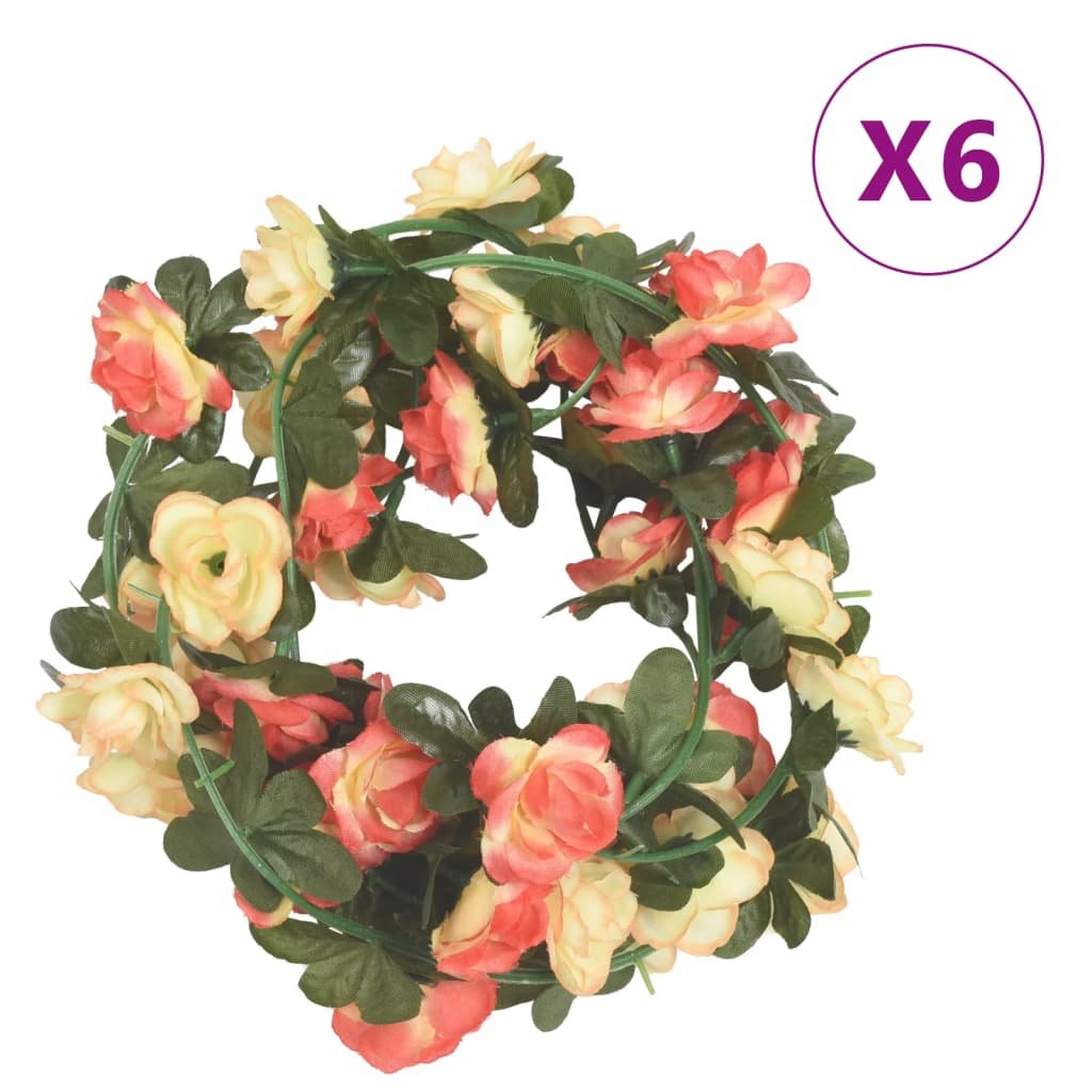 8721012047044_a_en_hd_1 Kerstslingers met bloemen 6 st 240 cm rozé en champagnekleurig - Image 1