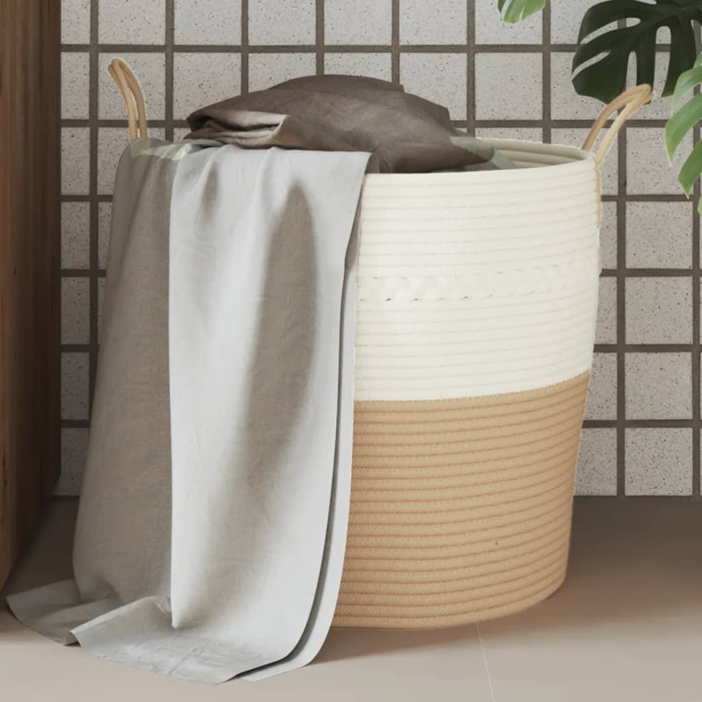 8721012087033_m_en_hd_1 Opbergmand Ø 43x38 cm katoen beige en wit - Image 1