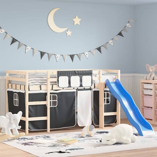 Provira Gordijnen voor hoogslaper polyester wit en zwart