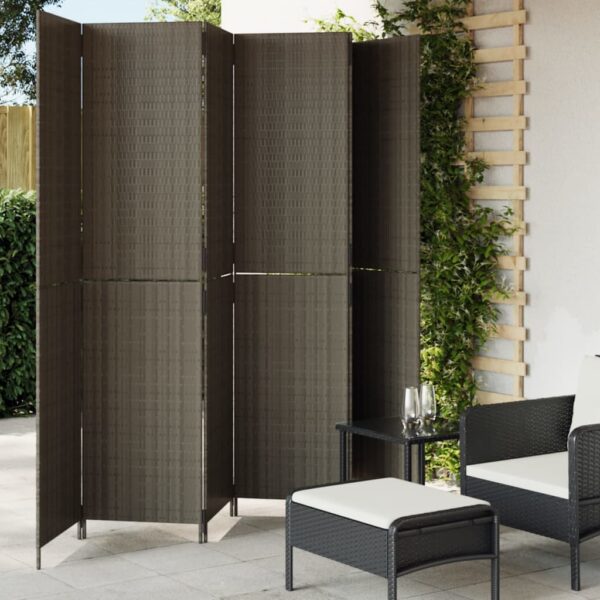 Provira Kamerscherm 6 panelen poly rattan grijs