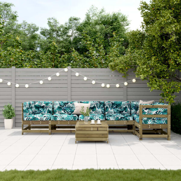 Provira 7-delige Loungeset met kussens geïmpregneerd grenenhout