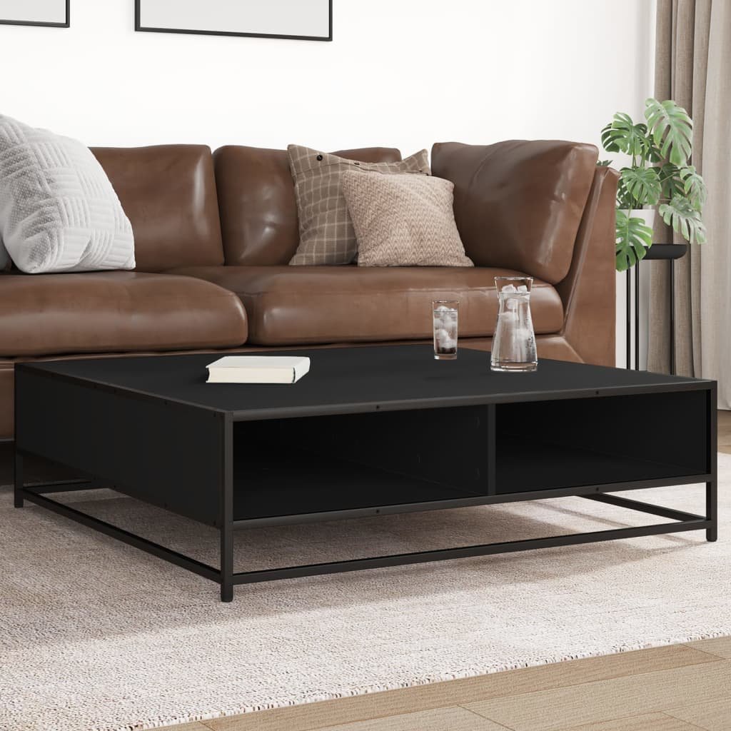 8721102838330_m_en_hd_1 Salontafel 100x100x30 cm bewerkt hout en metaal zwart - Image 1