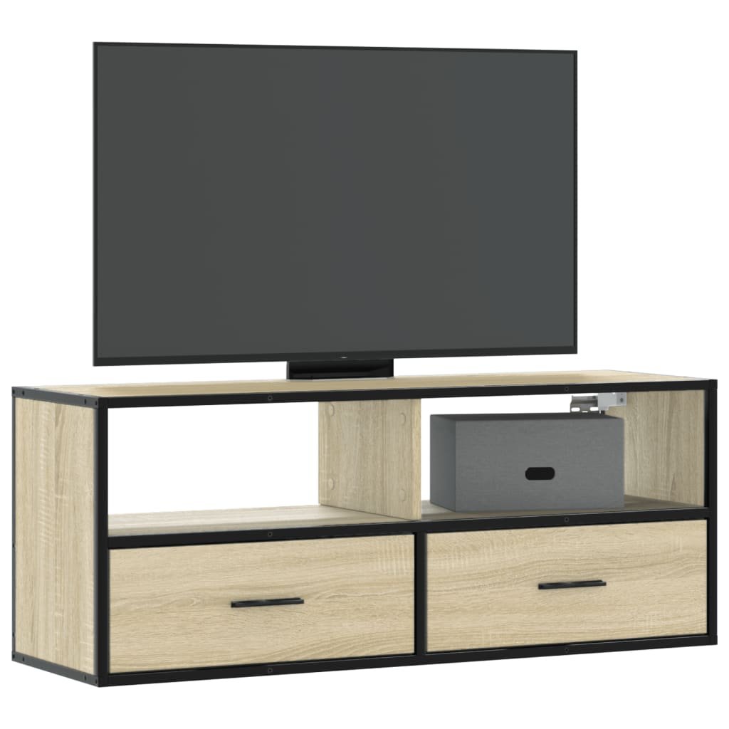8721102839894_m_en_hd_1 Tv-meubel 100x31x39,5cm bewerkt hout metaal sonoma eikenkleurig - Image 1