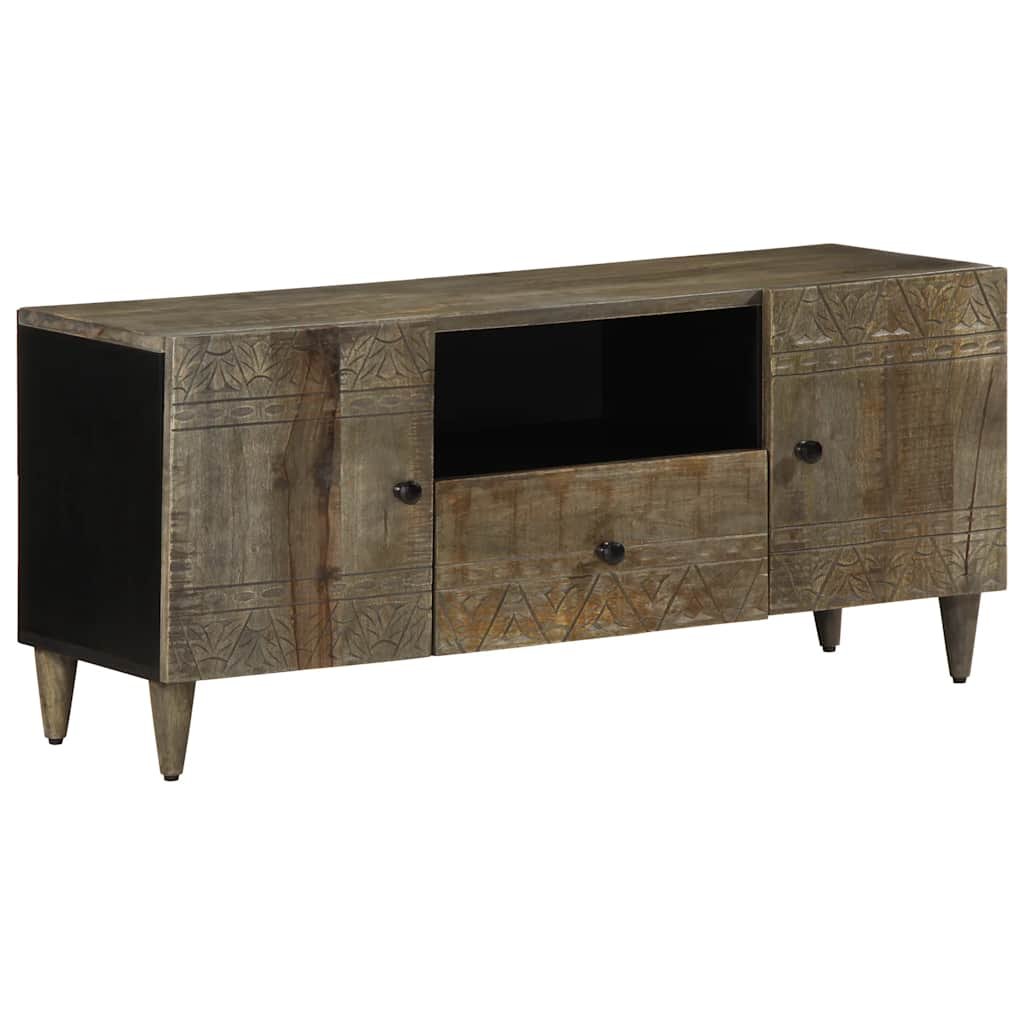 8721158448996_a_en_hd_1 Tv-meubel 105x33,5x46 cm massief mangohout lichtgrijs - Afbeelding 1